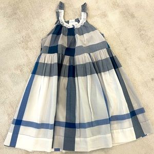 Girls Burberry blue and white ink check tank dress sz 4